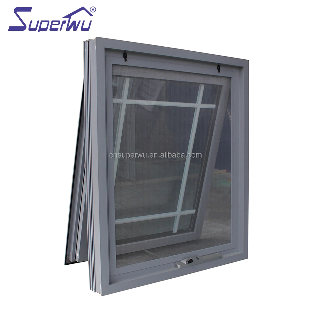 AS2047 modern window grill design iron Awning Aluminium Vertical Bathroom outward opening Windows