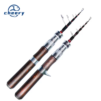 Portable Travel Carbon Fishing Rod with Solid Wood Handle Telescopic Design 1.5m-1.8m Size Range for Stream River Lake Use – Rod – view 2