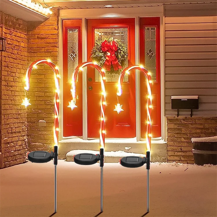 DAMEING 10-Pack 21-Inch Solar Candy Cane Lights – Red & Green, Waterproof, Remote-Controlled, For Pathway & Christmas Decor