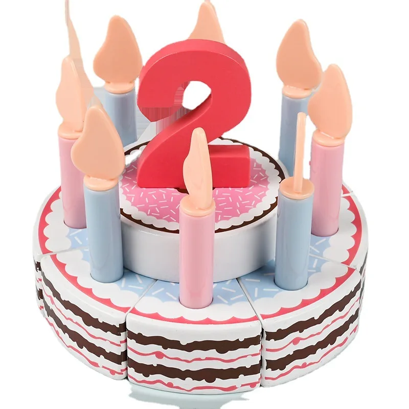 Cake Cutting Game Pretend Food Wooden Dessert Toys Kids Wooden Pretend