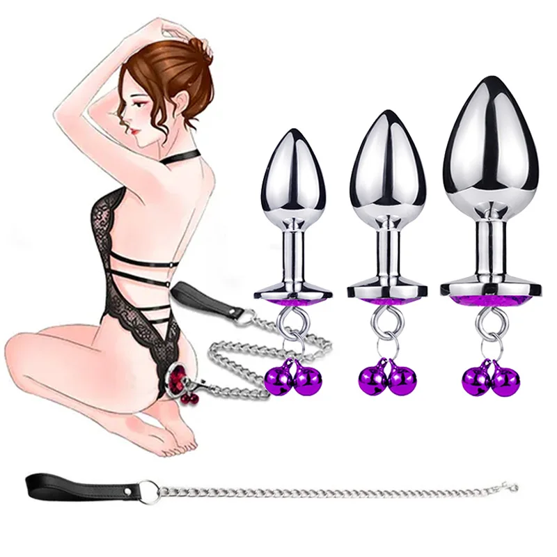 anal plug leash MOGlovers Aluminium Alloy Fun Adult Product Bells Anal Plug With Long Leash  Toys Metal Butt for Man and Women