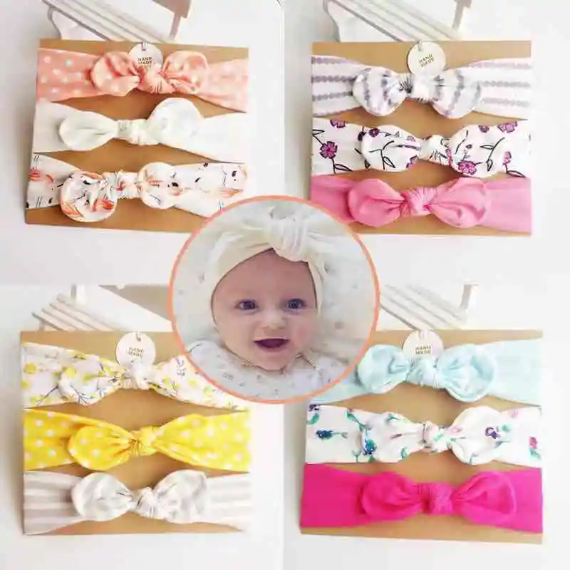 3Pcs Newborn Baby Girl Headband Infant Toddler Bow Hair Band Girls Accessories 