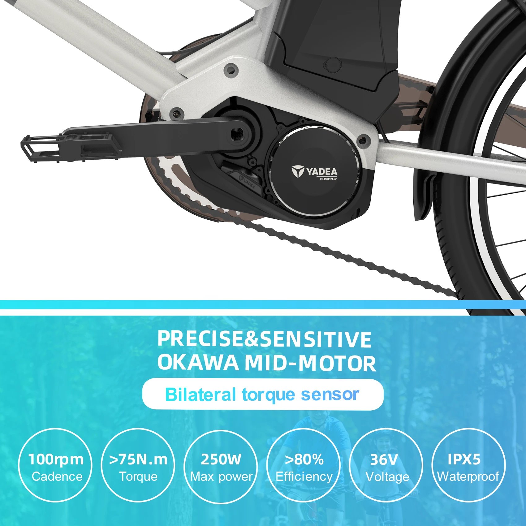 Yadea YT300 20inch Electric MTB Bicycle 250w Mid Motor Drive Ebike Power Hub E Cycle Retro Electric Bike