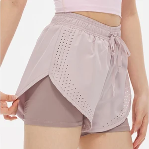 Custom High Quality 2 in 1 Athletic Running Fitness Biker Summer Blank Plain Gym Shorts Shorts Women Sports Yoga Shorts