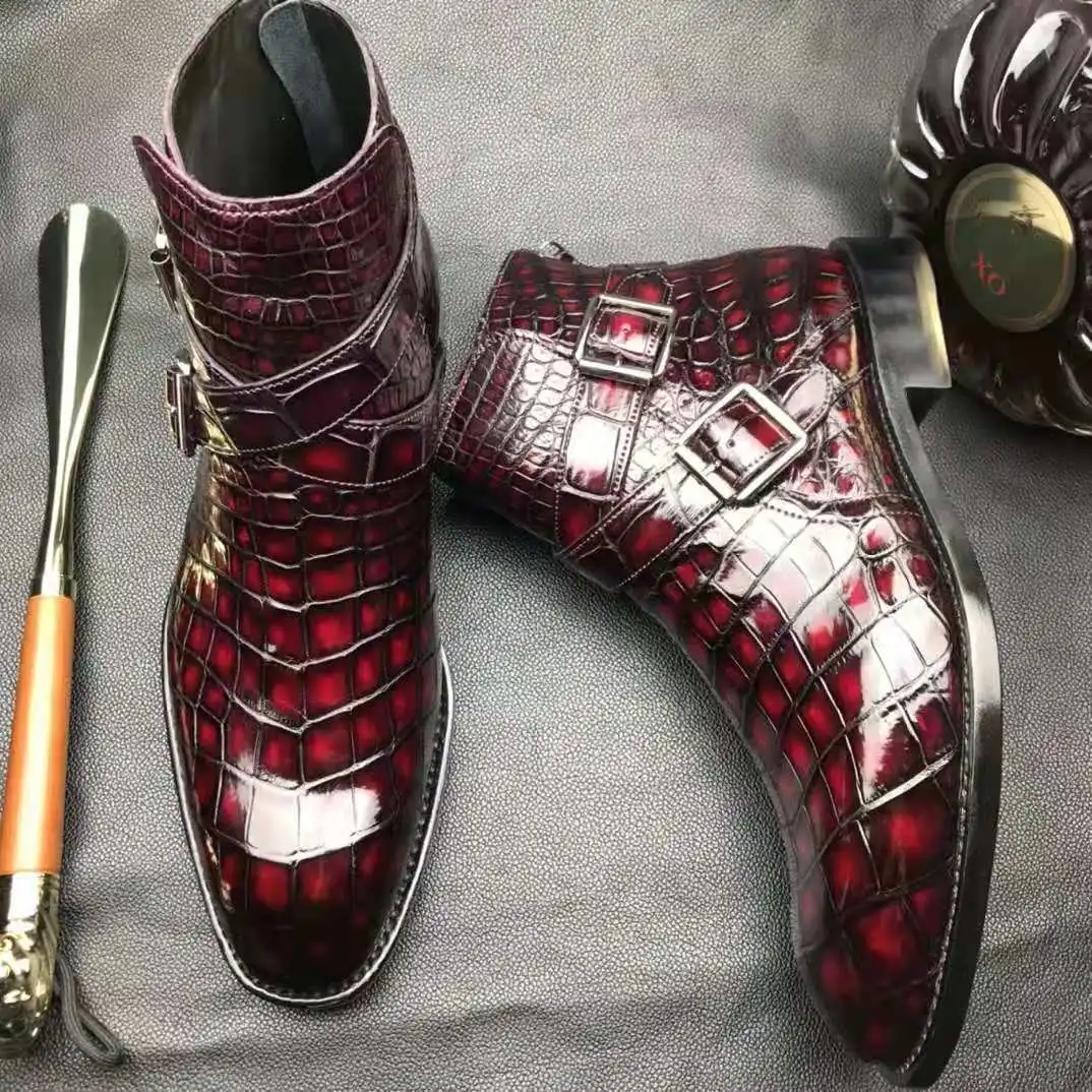 Goodyear, botines italianos para hombre, botas de piel de cocodrilo  auténtica para hombre, botines de piel de cocodrilo de alta calidad a la  moda para