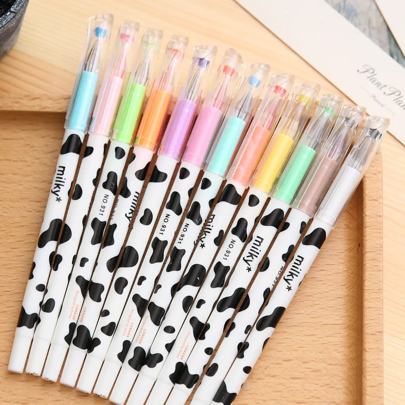 School Gifts Cute Gel Ink Milky Cow Pens Crystal Diamond Colorful Writing  Pen 12 Colors Ink Refill 0.35mm Extra Fine Gel Pens - Buy Custom Gel Ink