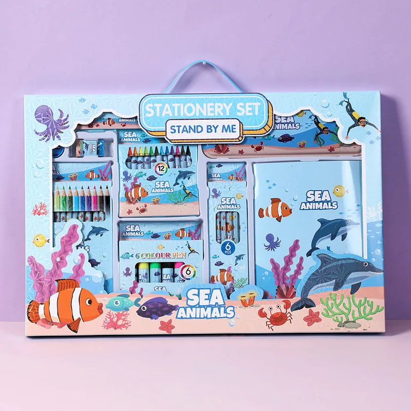 Wholesale cartoon cute animal kids students gifts school items stationery set