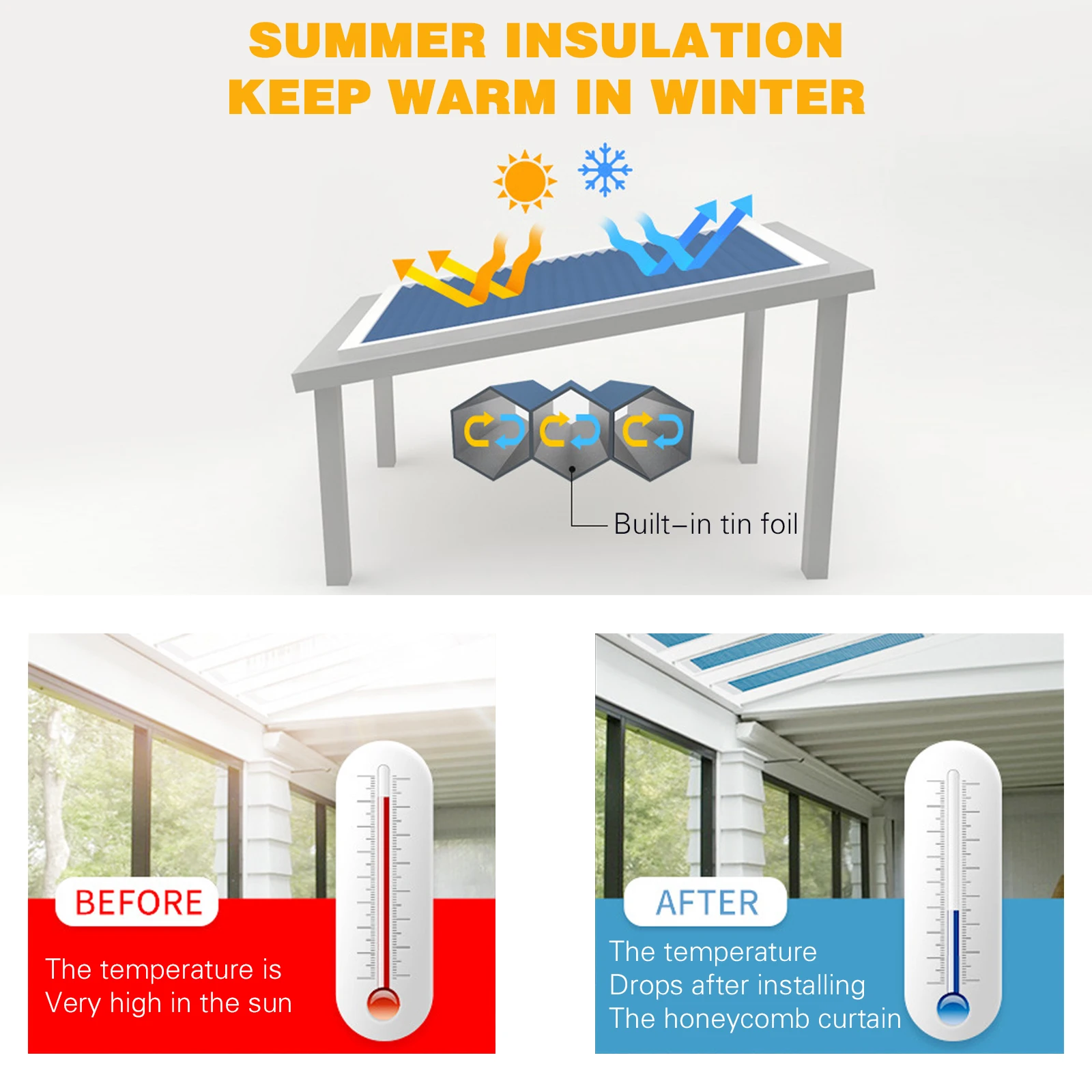 ZSHINE Motorized Cellular Blinds Remote Control Cordless Honeycomb Blinds Shade Light Filtering Fabric for Skylight Glass Room