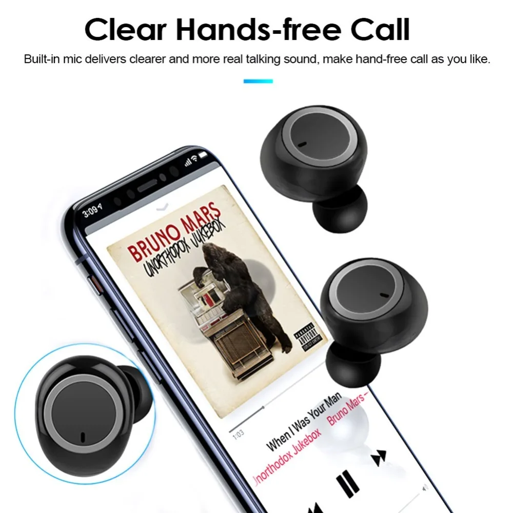 Écouteurs Intra-auriculaires Bluetooth Y50 - Sans Fil, Tactiles, Noirs, Neufs Génériques