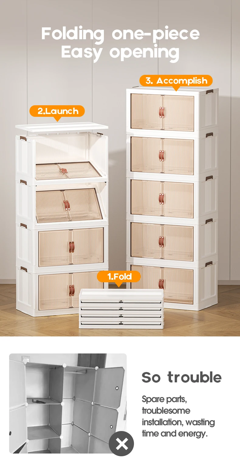 Modern 4pcs 72L Foldable Plastic Storage Container with Wheels Square ...