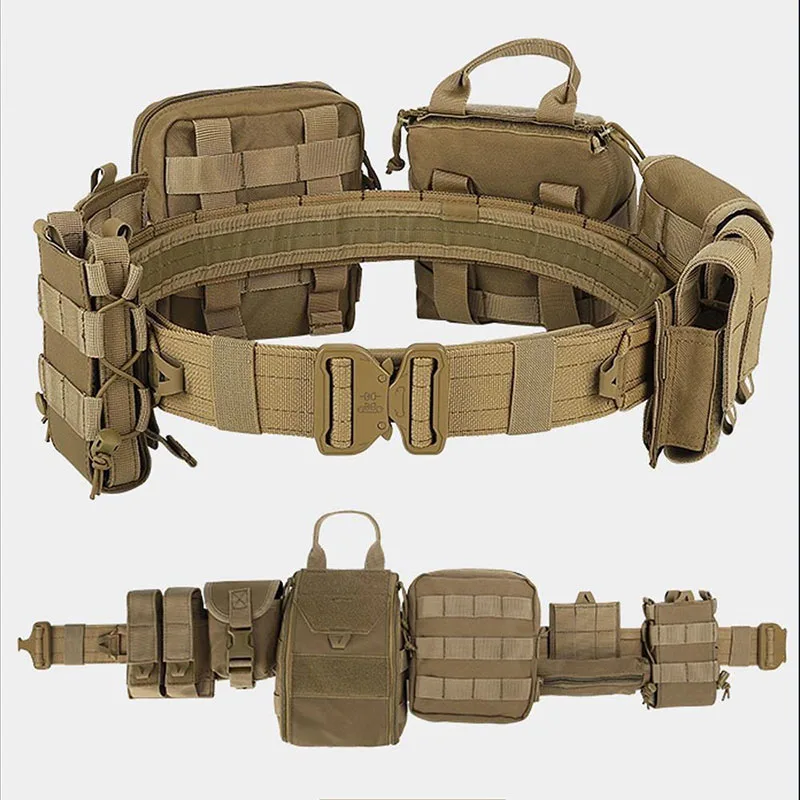 Tactical Belt with Pouches Accessories Hunting Utility Belts for Outdoor Multifunctional Wear-resistant Tactical Belts