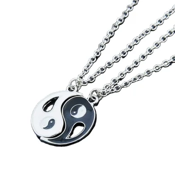 stock Personalized Gifts Best Friends Friendship Jewelry 2PCS Couple Necklaces Enamel Puzzle Pendant Yin Yang Necklace