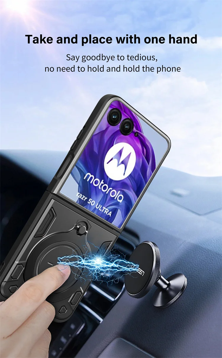 Miimall Hülle Für Motorola Razr 50 – Mit Ring-Ständer & Externem Bildschirmschutz, Ultradünn & Stoßfest