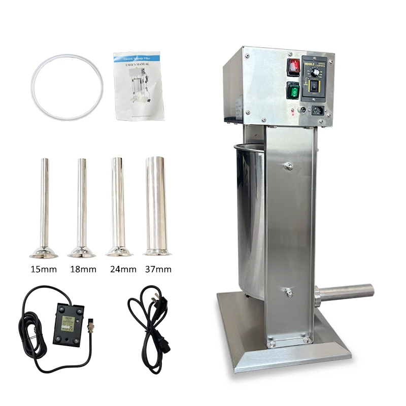 product 15l stainless steel electric vacuum sausage filler machine new condition meat stuffer pump motor core hotels factories-9
