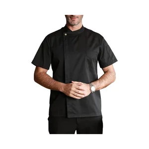 KITCHIEF Unisex Silk Chef Jacket Short Sleeve Mesh Lightweight Embossed Bartender Uniform for Men Kitchen Food Service Bakers