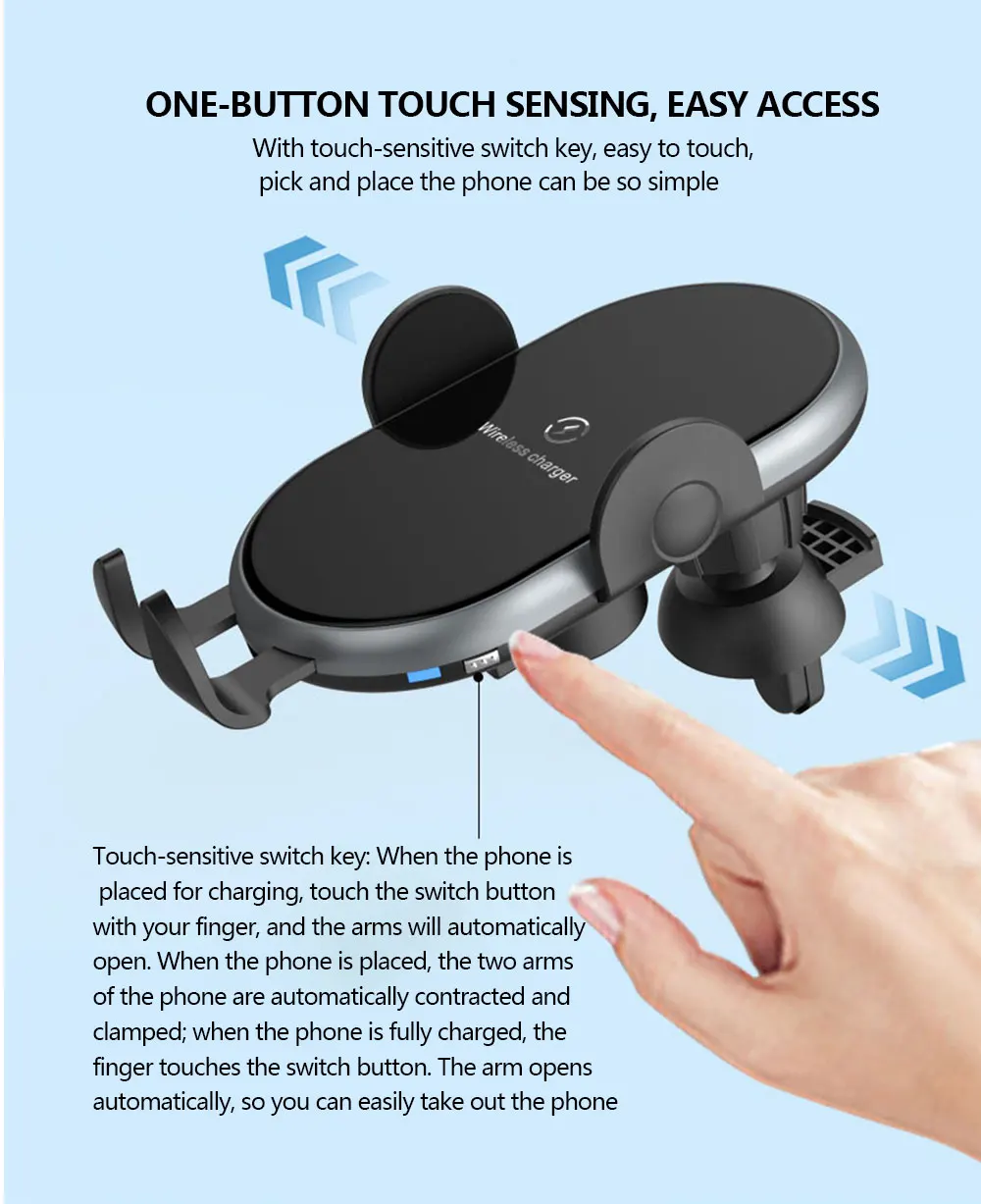 Car Phone Holder Wireless Charger For iPhone Huawei Xiaomi 15W Induction Car Mount Fast Wireless Charging Suck Phone Holder