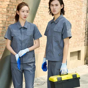 Anti-static Mechanic Short Sleeved Wholesale Elastic Moisture Wicking Custom Construction Industrial Workwear Work Clothes