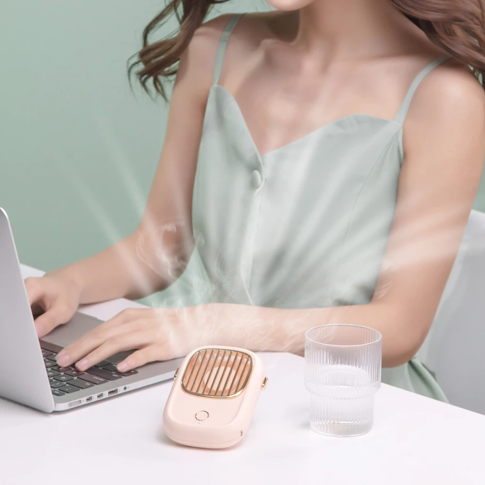 Охлаждающий настольный мини-вентилятор, внешний аккумулятор, заряжаемый под заказ, Мини Портативный подвесной шейный вентилятор