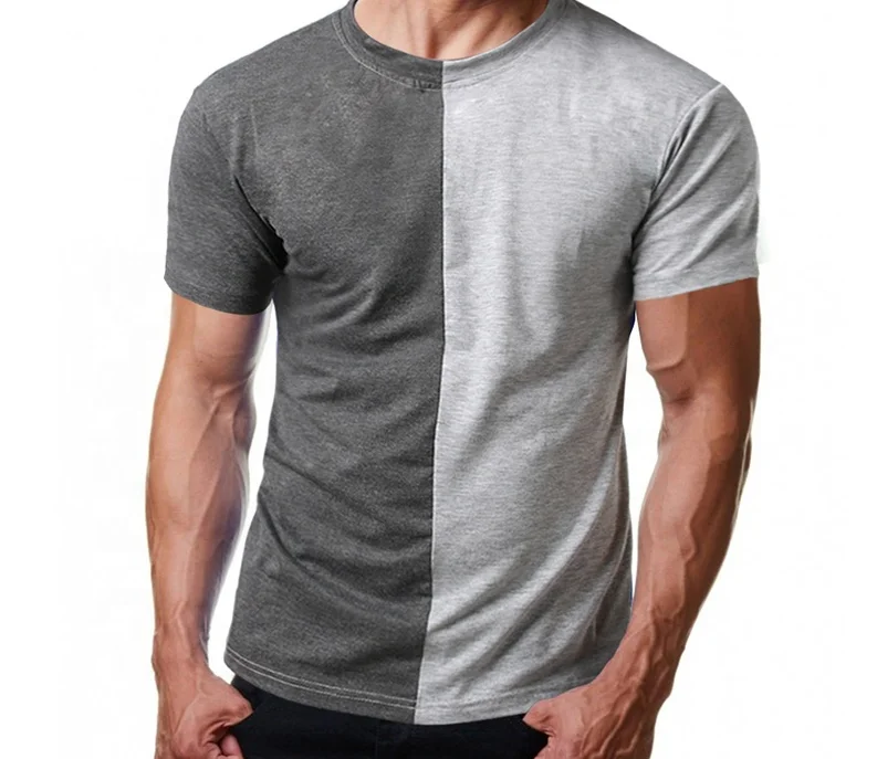Custom Mens Two Tone Color Mens Half Black Half White T Shirt Bulk Blank Mix Color Shirt Buy Blank Shirt Different Color Shirts Patchwork T Shirt Product On Alibaba Com