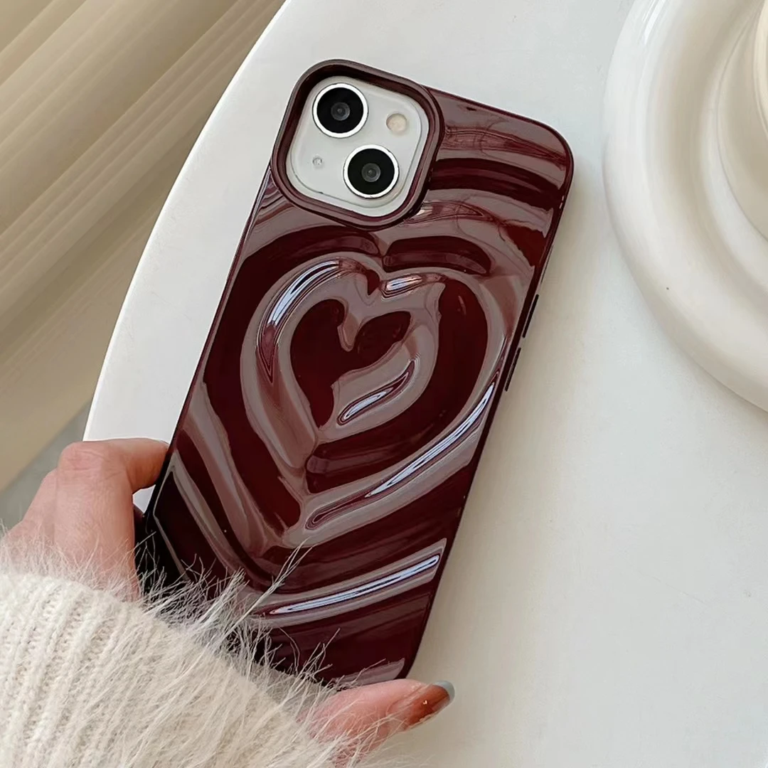 Water Ripple Phone Case Luxury Electroplate 3D Love Heart