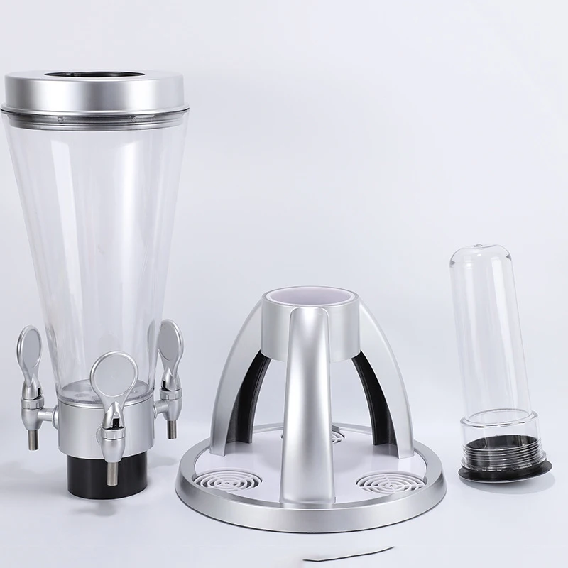 Customized 3L 4L Plastic Beer Tower Draft Juicer Beverage Dispenser Drink Tower With Ice Tube Cooling Beer Dispenser