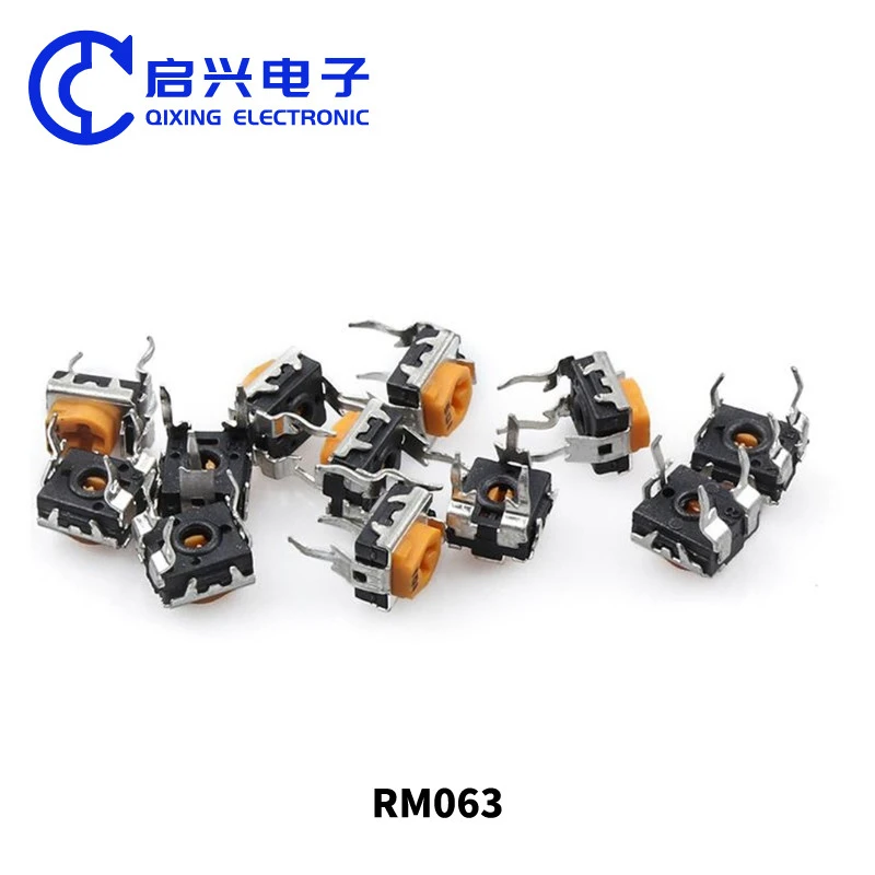 RM063 yellow single turn carbon film trimmer potentiometer 500 ohm 1k 5K 50K 100k 500K 1M adjustable resistor