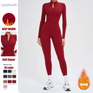 Custom Logo Women's Long Sleeve Activewear Jumpsuit Workout Romper Yoga Leggings Keep Warm Jumpsuit Running Jumpsuit