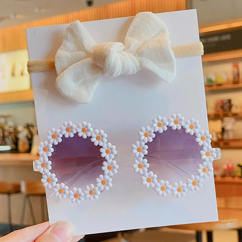New Low Price Hot Selling Fashion Baby Sun Flower Eyeglasses With Headbands Set Lovely C aperçu 11