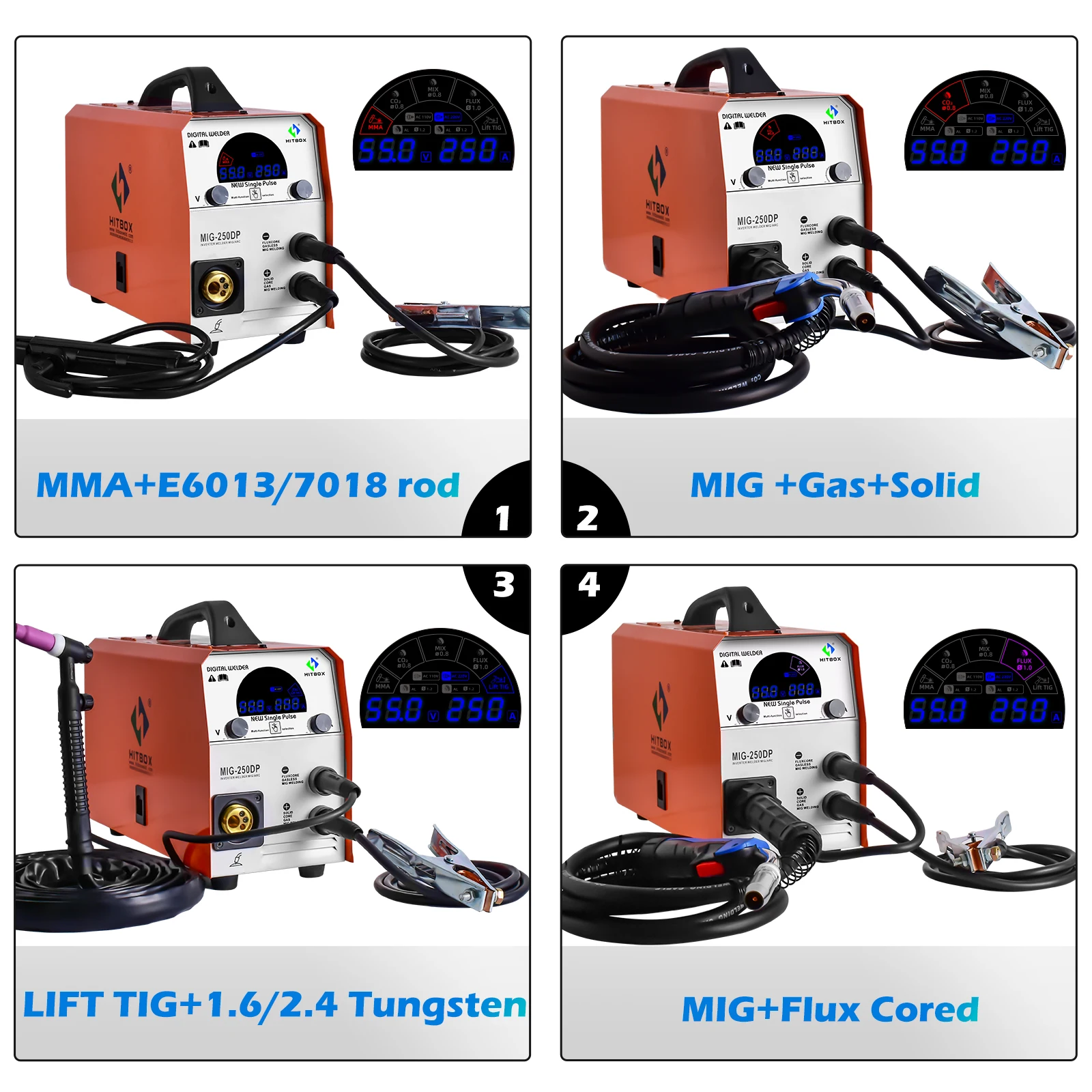 Hitbox Aluminium Welder Mig250dp 5 In 1 Mig Co2 Mix Gas Gasless Lift ...