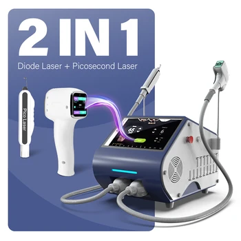 Portable 2 in 1 Nd Yag Picosecond Tattoo Removal Machine 2024 Professional Ice 755 1064 808nm Diode Laser Hair Removal Machine