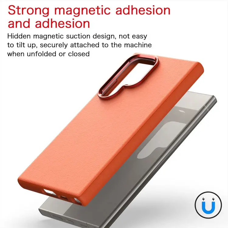 product laudtec luxury anti drop full protective cell phone cover for samsung s24 ultra pu leather magnetic mobile cover protector-3