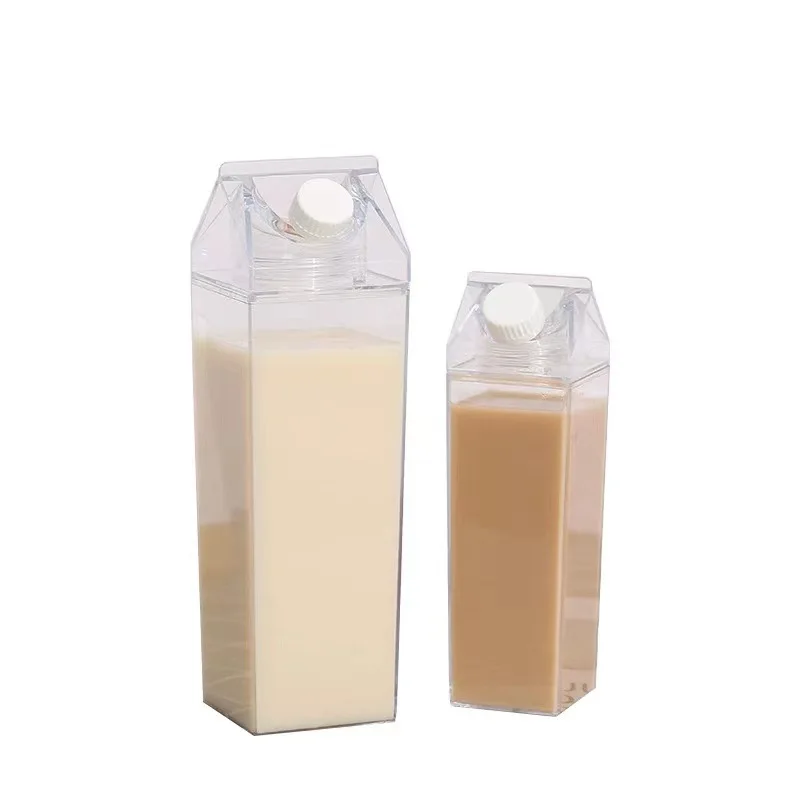 Transparent and simple 1L milk cup Transparent PS plastic square water cup cross-border creative milk bottle 1000ml factory