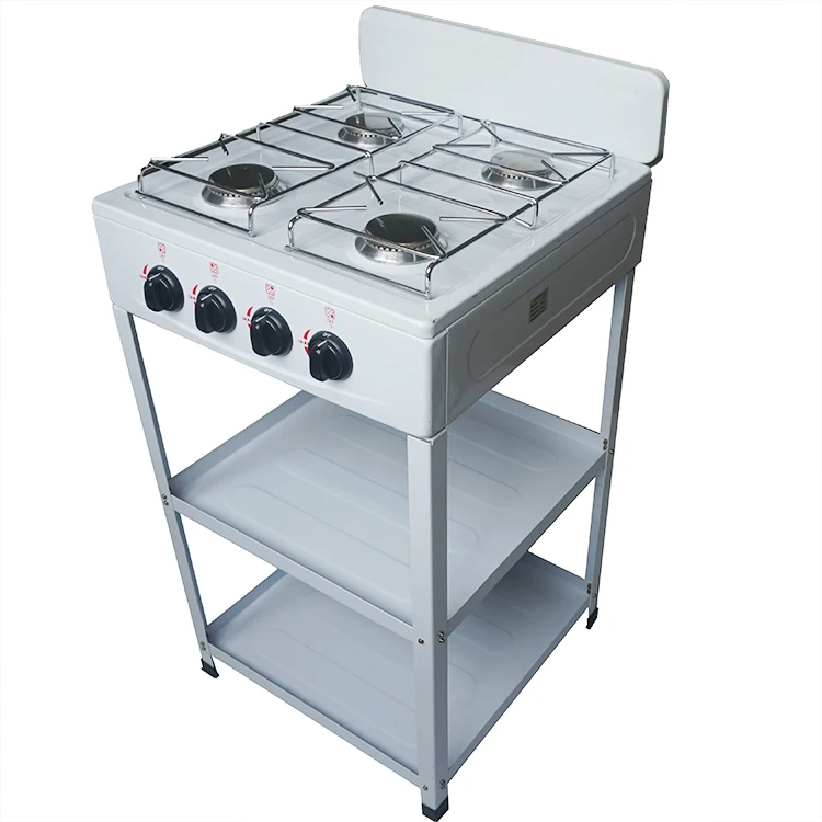 Cuisinière à Gaz 4 Feux Autonome Avec Support Et Chariot - Pour Camping, Jardin, 49x49x79 Cm (blanc) - 8