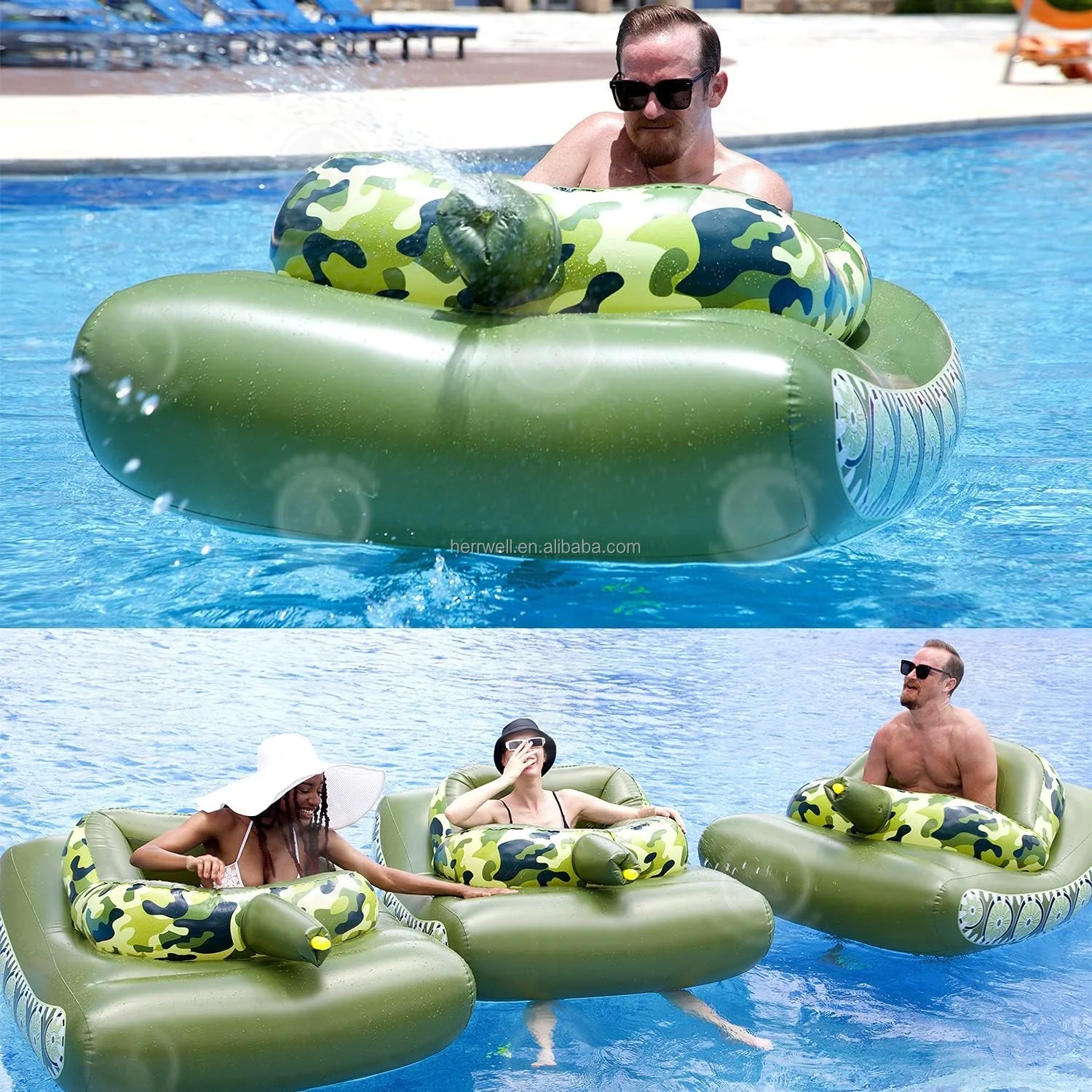 Inflatable Water Park Fun Pool Float with Water Cannon