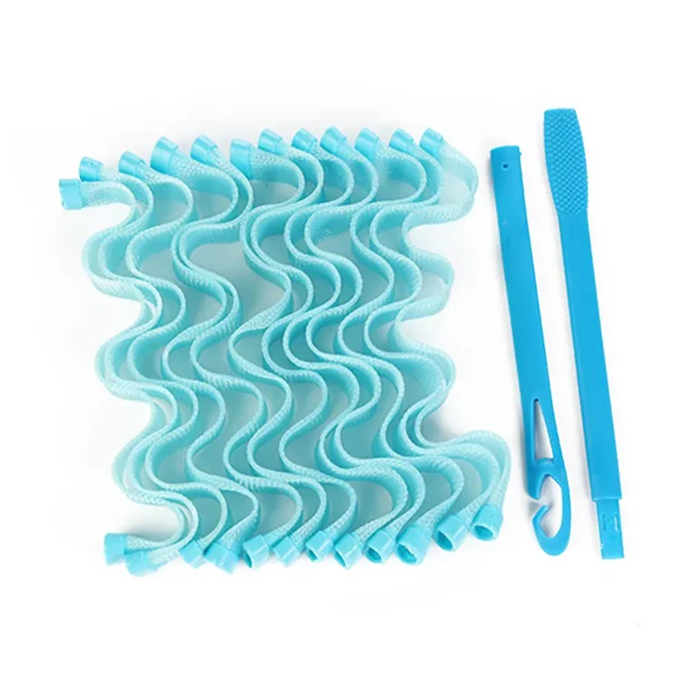 Factory Wholesale 12 Pieces Heatless Wave Hair Curler 30cm Boxed No Heat Hair Rollers with Styling Hooks for Long Medium Hair