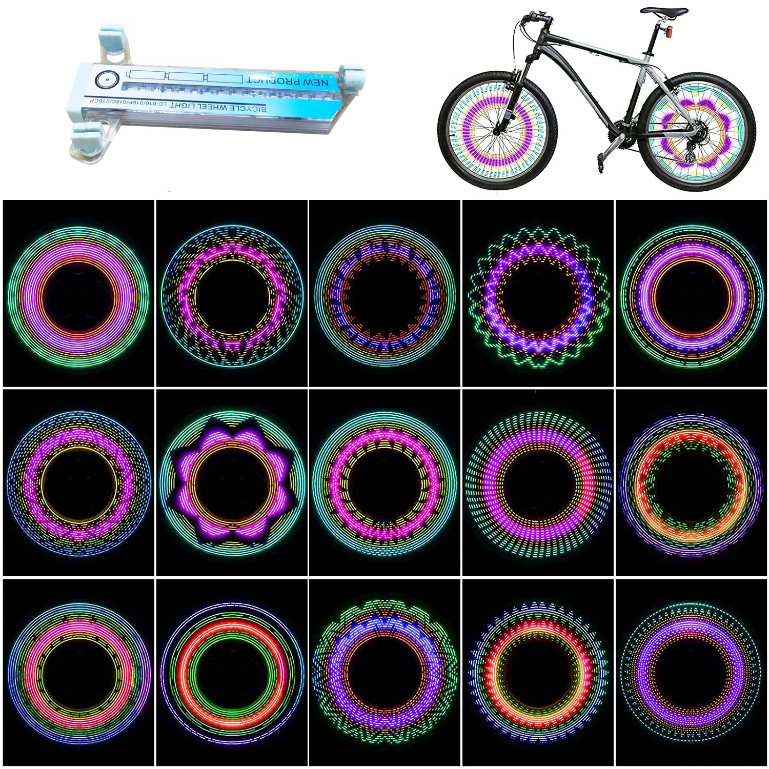 32 LED Patterns Bicycle Wheel Tire Spoke Light Cool Cycling Signal Rim Lights for MTB BMX Road Hybrid Bike