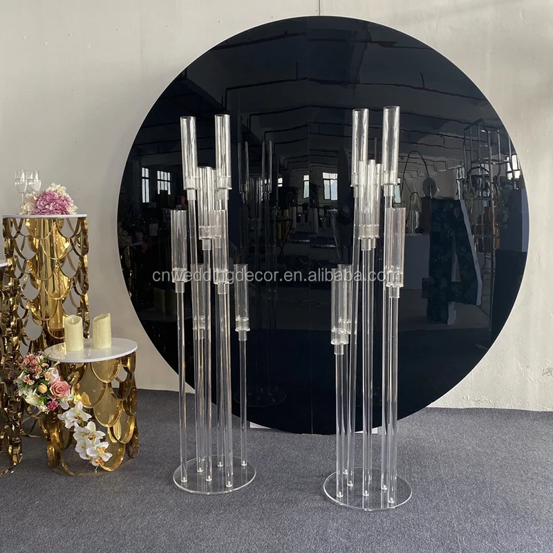 Set 2 Candelabri Portacandele In MetallO Cromato Argento - Per Tavolo, Soggionro E Cerimonie - Foto 5