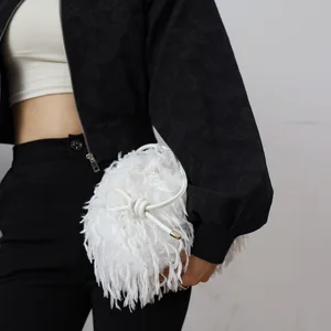 BUSY GIRL RS1019 Custom Bags Furry Bag for Women Feather Cloud Bag Pink Underarm Bag Pleated Clutch Bag Plush fairy Bag Fur Bag