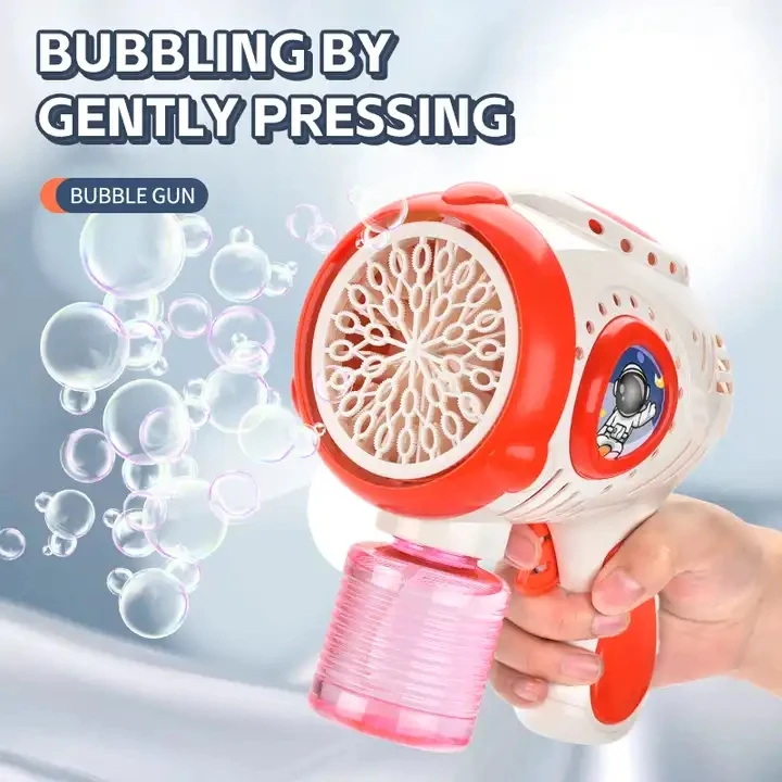 Jinying 30 Holes Bubble Blower with Light Bubble Machine Gun with Refill Solution Bubble Maker Toys for Kids