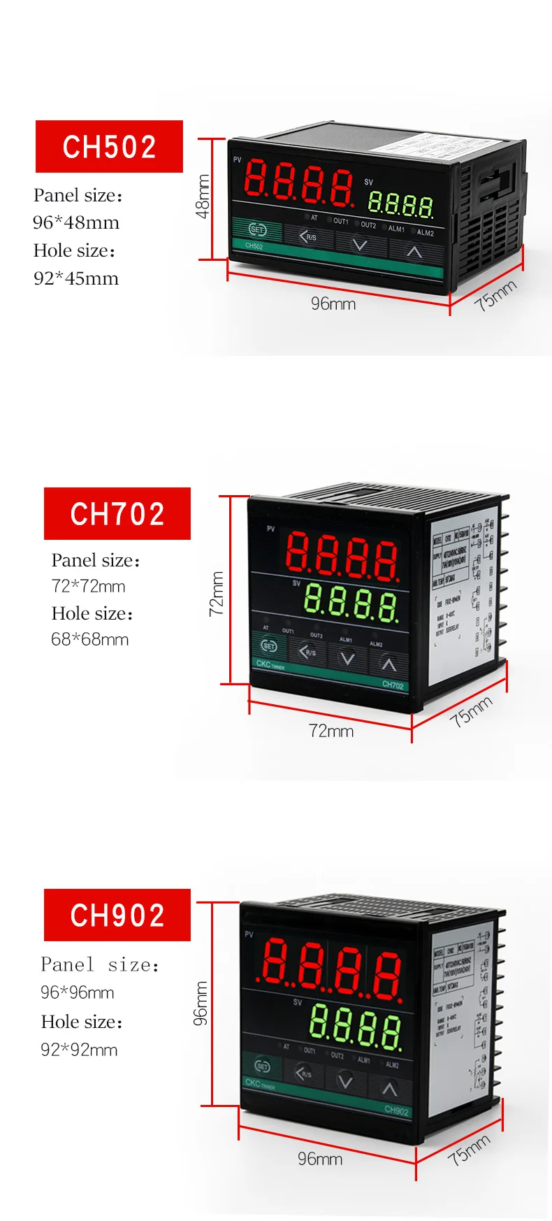 CH402 короткое Φ реле + SSR Цифровой ПИД-регулятор температуры (без SSR)