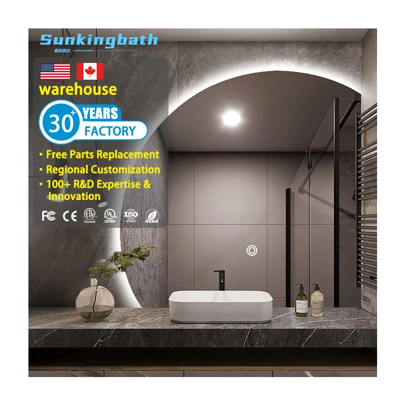 Anti-Fog Irregular LED Bathroom Mirror Makeup Mirror Customizable Wall Mount Bathroom Mirror with Led Light for Hotel