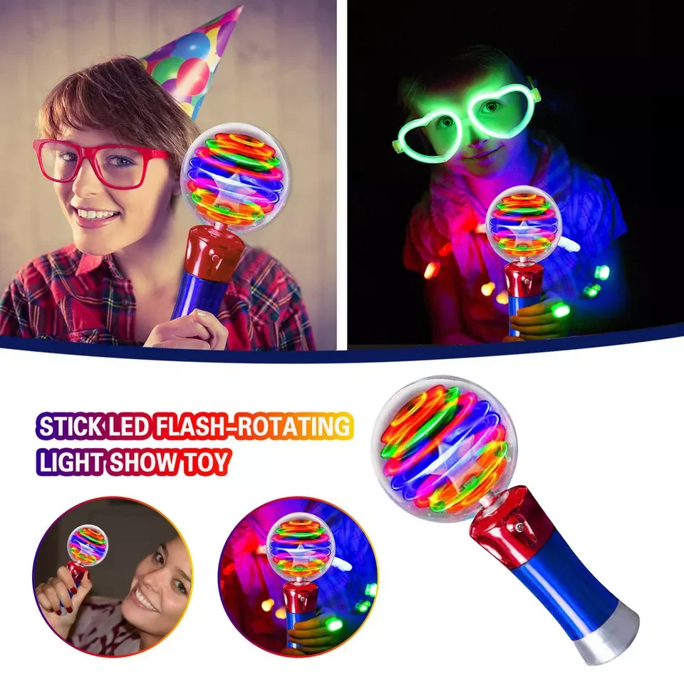 Customized Pattern LED Magic Princess Stick Light Star Ball Kids' National Day Party Spinning Toy Light-Up Wand