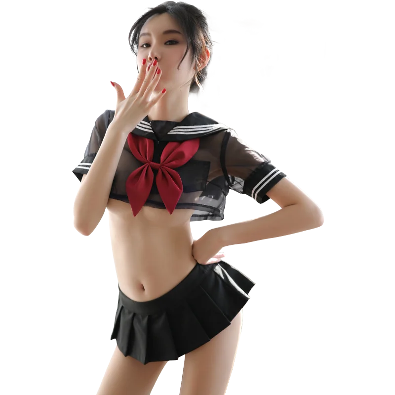 Anime School Girl Cosplay Costume Cute And Sexy Black Pink Sailor School  Uniform Mini Skirt Perspective Sexy Lingerie Set  Exotic Costumes   AliExpress