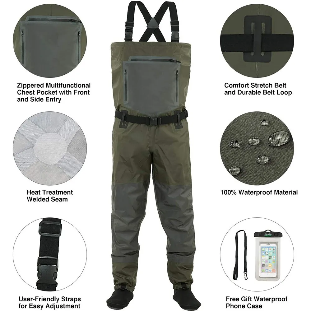 Camouflage Hunting Waterproof Chest Wader Suit Neoprene Breathable High Quality Adult Fishing Waders With Boots