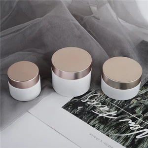 20g 30g 50g Skin Care White Glass Cosmetic Jars Customize Glass Jar with Golden Lid Wholesale