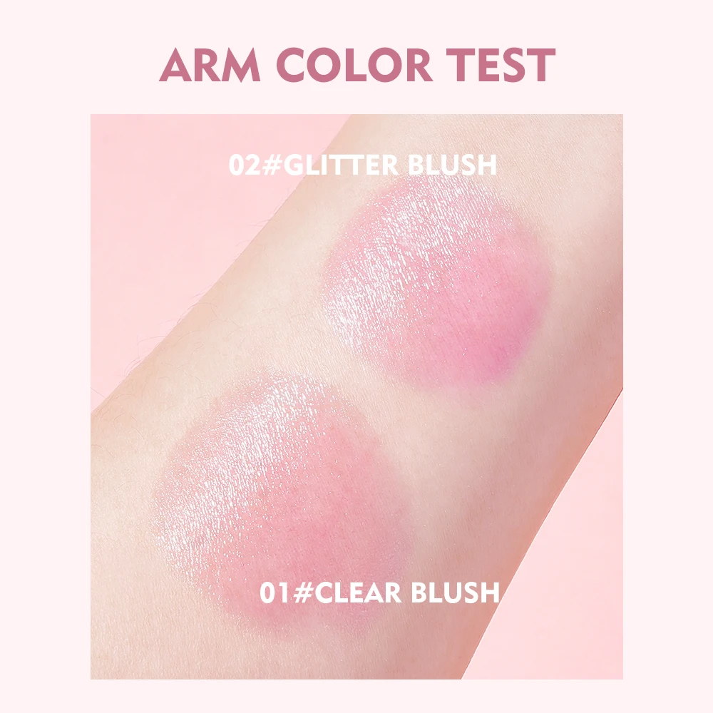 Pudaier Color Changing Blush Clear and Glitter Highlighting Blusher Natural Blushing Cheeks Gel Texture Moisturizing Makeup