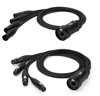 4 Channel 3-pin XLR Snake Cable to Ethercon DMX Cat Tails Cable Network Snake Receiver