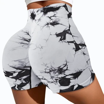 Tie Dye Seamless Shorts Women Gym Short High Waist Tummy Control Scrunch Butt Seamless Workout Butt Lifting Cycling Shorts