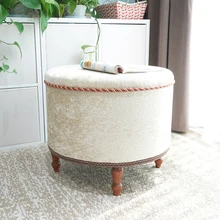 Living Room Elegant Tufted Round Footstool Lounge Chair Ottoman Stool
