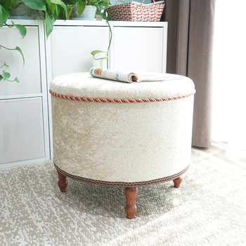 Living Room Elegant Tufted Round Footstool Lounge Chair Ottoman Stool